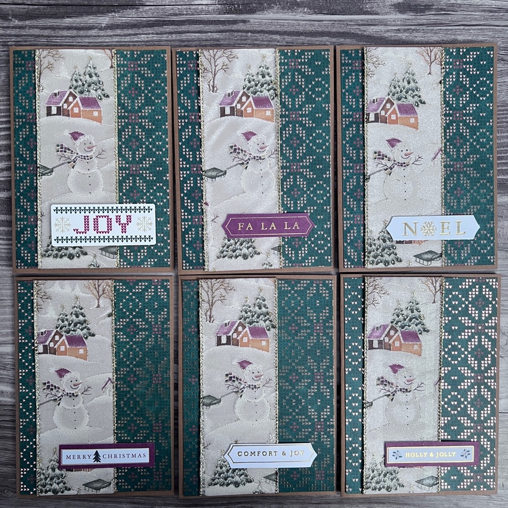 Handmade Holiday Cards Set of 24 Includes Envelopes Snowman Christmas Joy Noel